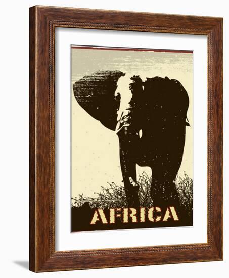 Africa Image With Elephant Silhouette-Phase4Photography-Framed Art Print