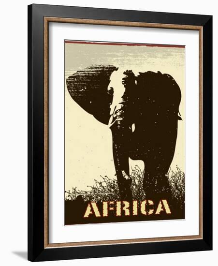 Africa Image With Elephant Silhouette-Phase4Photography-Framed Art Print