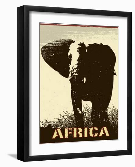 Africa Image With Elephant Silhouette-Phase4Photography-Framed Art Print