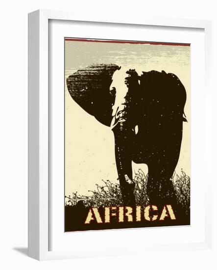 Africa Image With Elephant Silhouette-Phase4Photography-Framed Art Print