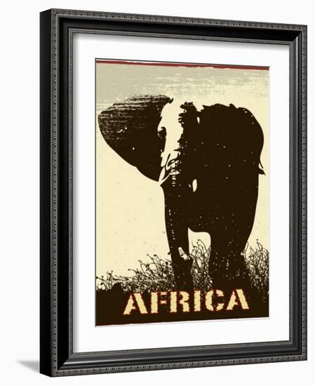 Africa Image With Elephant Silhouette-Phase4Photography-Framed Art Print