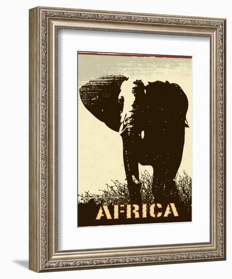 Africa Image With Elephant Silhouette-Phase4Photography-Framed Art Print