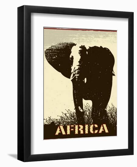 Africa Image With Elephant Silhouette-Phase4Photography-Framed Art Print