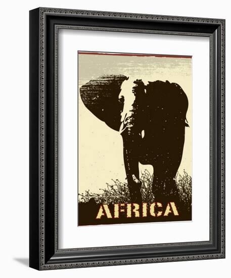 Africa Image With Elephant Silhouette-Phase4Photography-Framed Art Print