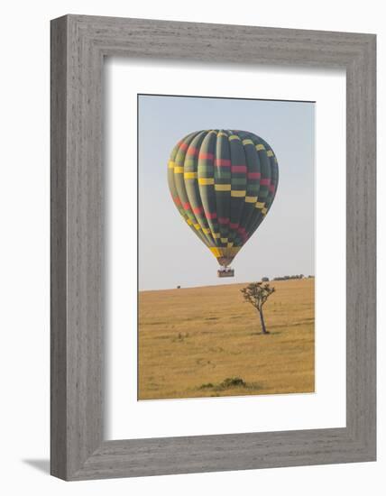 Africa, Kenya, Masai Mara National Reserve. Hot air balloon over savannah.-Emily Wilson-Framed Photographic Print