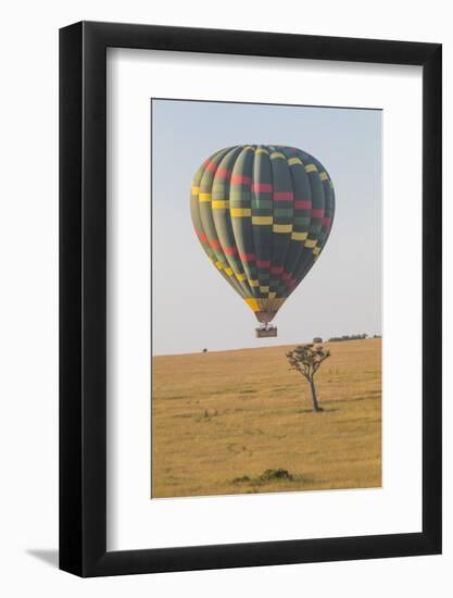 Africa, Kenya, Masai Mara National Reserve. Hot air balloon over savannah.-Emily Wilson-Framed Photographic Print