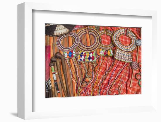 Africa, Kenya, Masai Mara National Reserve, Masai tribal jewelry and ornamentation.-Emily Wilson-Framed Photographic Print