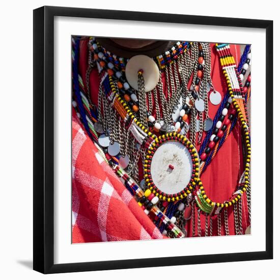 Africa, Kenya, Masai Mara National Reserve. Masai tribal jewelry and ornamentation.-Emily Wilson-Framed Photographic Print