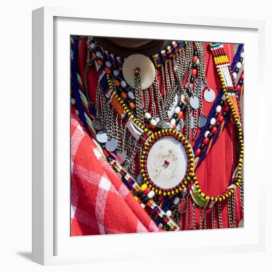 Africa, Kenya, Masai Mara National Reserve. Masai tribal jewelry and ornamentation.-Emily Wilson-Framed Photographic Print