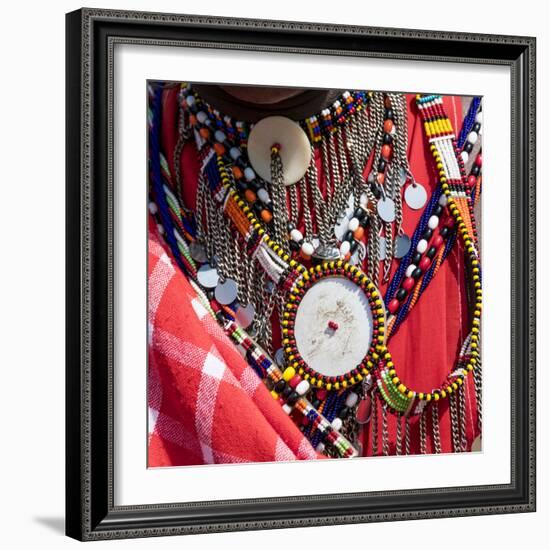 Africa, Kenya, Masai Mara National Reserve. Masai tribal jewelry and ornamentation.-Emily Wilson-Framed Photographic Print