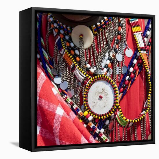 Africa, Kenya, Masai Mara National Reserve. Masai tribal jewelry and ornamentation.-Emily Wilson-Framed Premier Image Canvas