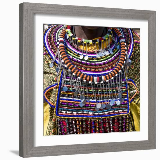 Africa, Kenya, Masai Mara National Reserve. Masai tribal jewelry and ornamentation.-Emily Wilson-Framed Photographic Print