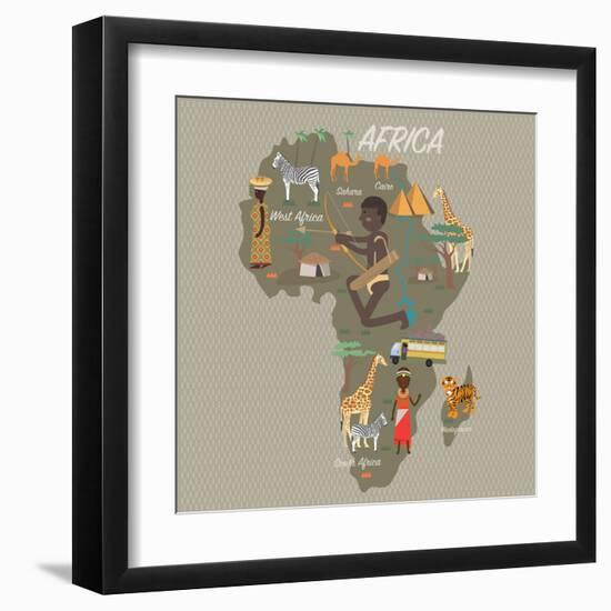 Africa Map and Travel Eps 10 Format-Sajja-Framed Art Print