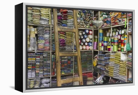 Africa, Morocco, Fes. a Sewing and Notions Shop in the Medina-Brenda Tharp-Framed Premier Image Canvas