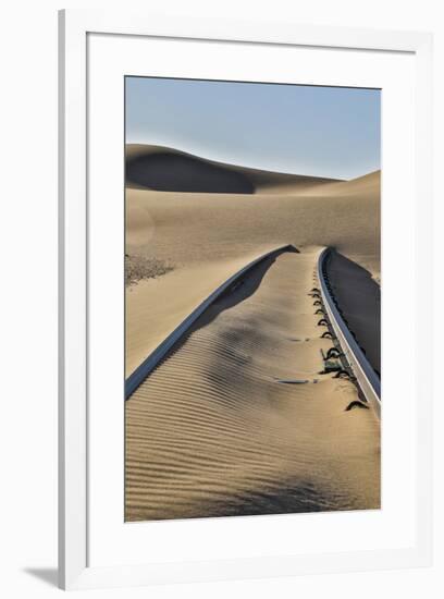 Africa, Namibia, Garub, Railroad Tracks and Drifted Sand-Hollice Looney-Framed Photographic Print