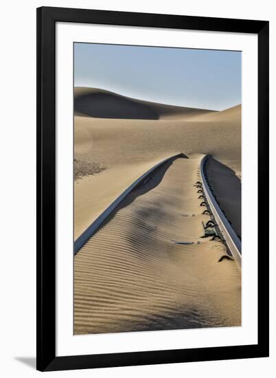 Africa, Namibia, Garub, Railroad Tracks and Drifted Sand-Hollice Looney-Framed Photographic Print