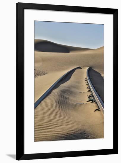 Africa, Namibia, Garub, Railroad Tracks and Drifted Sand-Hollice Looney-Framed Photographic Print