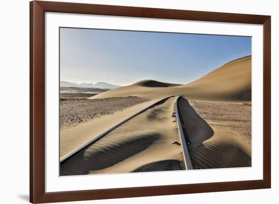 Africa, Namibia, Garub, Railroad Tracks and Drifted Sand-Hollice Looney-Framed Photographic Print