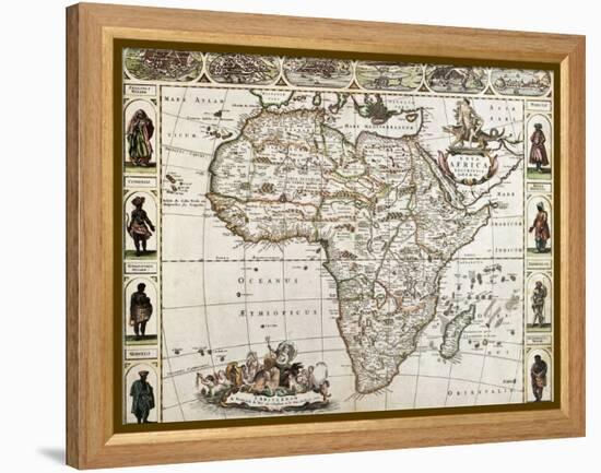 Africa Old Map. Created By Frederick De Wit, Published In Amsterdam, 1660-marzolino-Framed Stretched Canvas