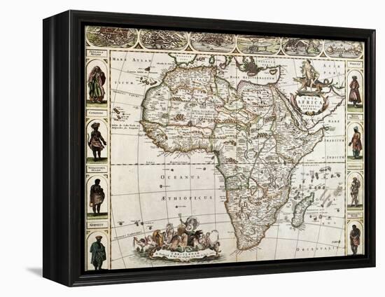 Africa Old Map. Created By Frederick De Wit, Published In Amsterdam, 1660-marzolino-Framed Stretched Canvas