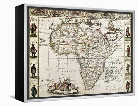 Africa Old Map. Created By Frederick De Wit, Published In Amsterdam, 1660-marzolino-Framed Stretched Canvas