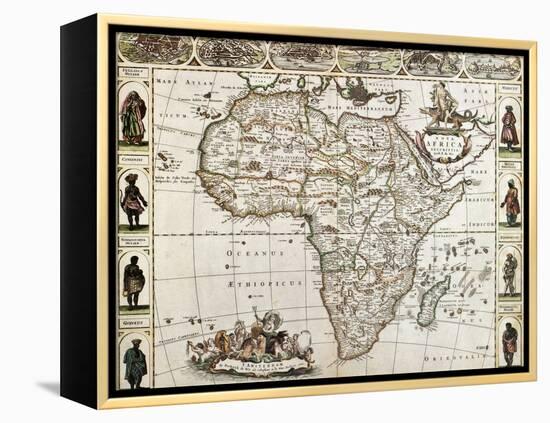 Africa Old Map. Created By Frederick De Wit, Published In Amsterdam, 1660-marzolino-Framed Stretched Canvas