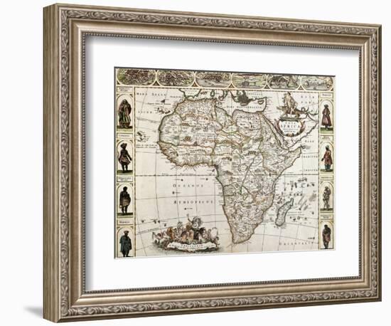 Africa Old Map. Created By Frederick De Wit, Published In Amsterdam, 1660-marzolino-Framed Art Print