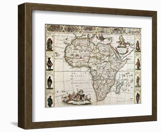 Africa Old Map. Created By Frederick De Wit, Published In Amsterdam, 1660-marzolino-Framed Art Print