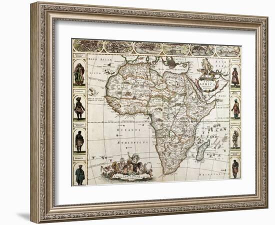 Africa Old Map. Created By Frederick De Wit, Published In Amsterdam, 1660-marzolino-Framed Art Print