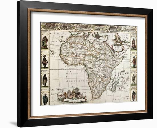 Africa Old Map. Created By Frederick De Wit, Published In Amsterdam, 1660-marzolino-Framed Art Print