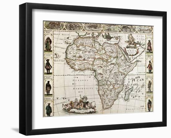 Africa Old Map. Created By Frederick De Wit, Published In Amsterdam, 1660-marzolino-Framed Art Print