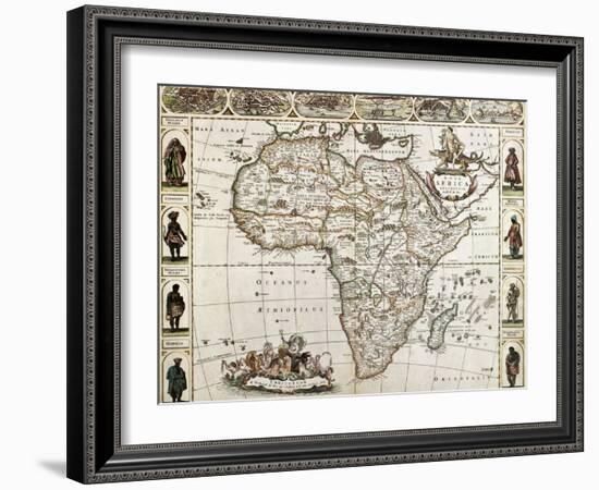 Africa Old Map. Created By Frederick De Wit, Published In Amsterdam, 1660-marzolino-Framed Art Print