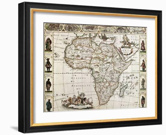 Africa Old Map. Created By Frederick De Wit, Published In Amsterdam, 1660-marzolino-Framed Art Print