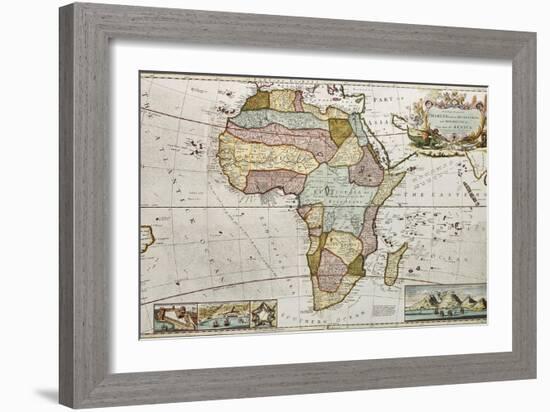 Africa Old Map. Created By Frederick Herman Moll, Published In London, 1710-marzolino-Framed Art Print