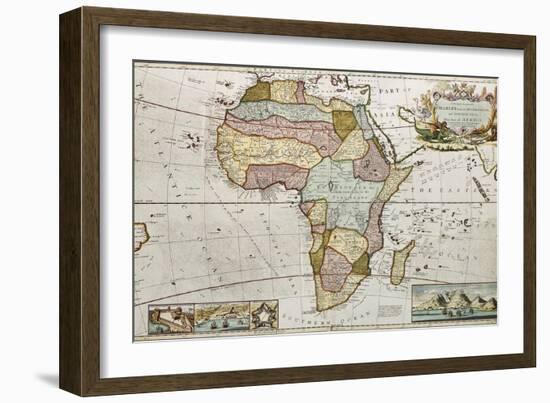 Africa Old Map. Created By Frederick Herman Moll, Published In London, 1710-marzolino-Framed Art Print