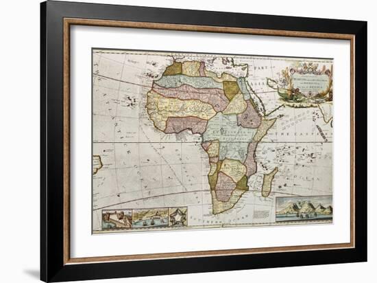 Africa Old Map. Created By Frederick Herman Moll, Published In London, 1710-marzolino-Framed Art Print