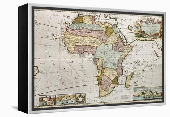 Africa Old Map. Created By Frederick Herman Moll, Published In London, 1710-marzolino-Framed Stretched Canvas