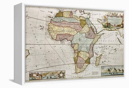 Africa Old Map. Created By Frederick Herman Moll, Published In London, 1710-marzolino-Framed Stretched Canvas