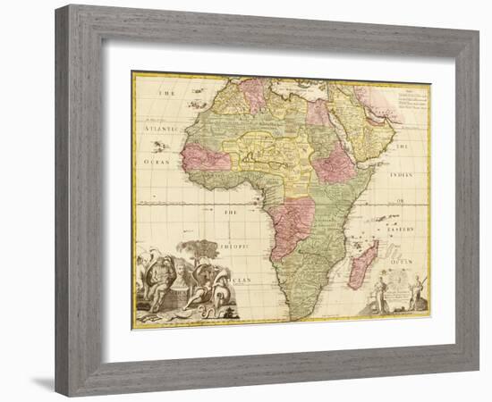 Africa - Panoramic Map - Africa-Lantern Press-Framed Art Print