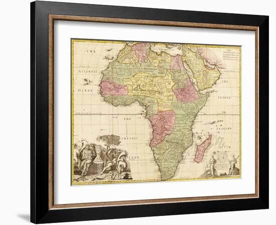 Africa - Panoramic Map - Africa-Lantern Press-Framed Art Print