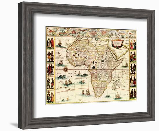 Africa - Panoramic Map - Africa-Lantern Press-Framed Art Print