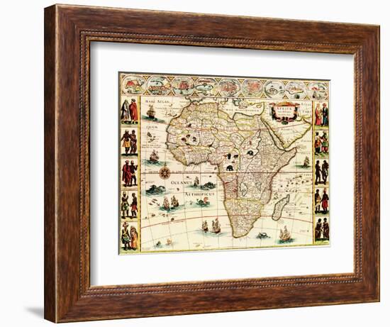 Africa - Panoramic Map - Africa-Lantern Press-Framed Art Print