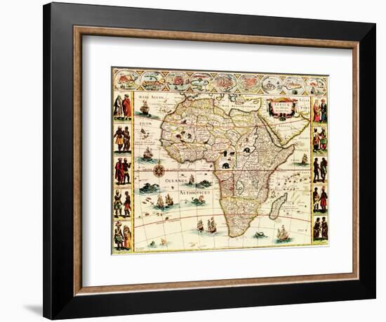 Africa - Panoramic Map - Africa-Lantern Press-Framed Art Print