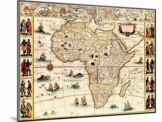 Africa - Panoramic Map - Africa-Lantern Press-Mounted Art Print