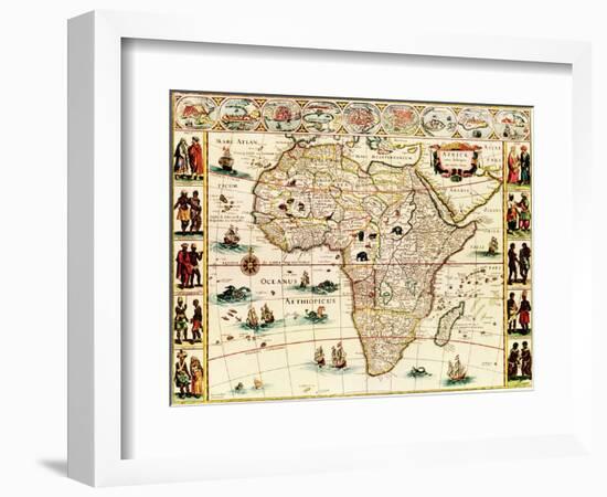 Africa - Panoramic Map - Africa-Lantern Press-Framed Premium Giclee Print