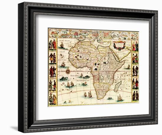 Africa - Panoramic Map - Africa-Lantern Press-Framed Premium Giclee Print