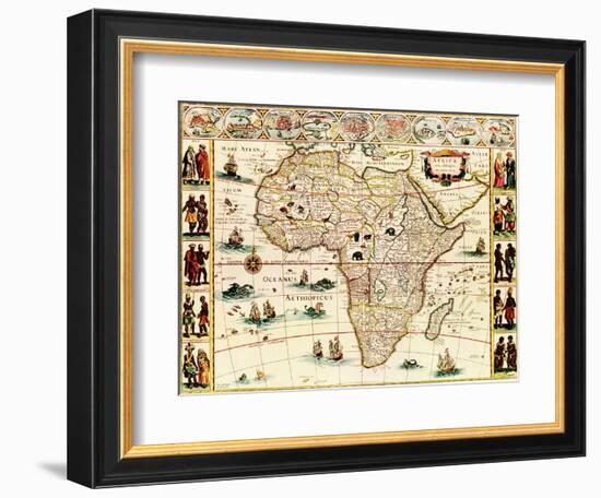 Africa - Panoramic Map - Africa-Lantern Press-Framed Premium Giclee Print