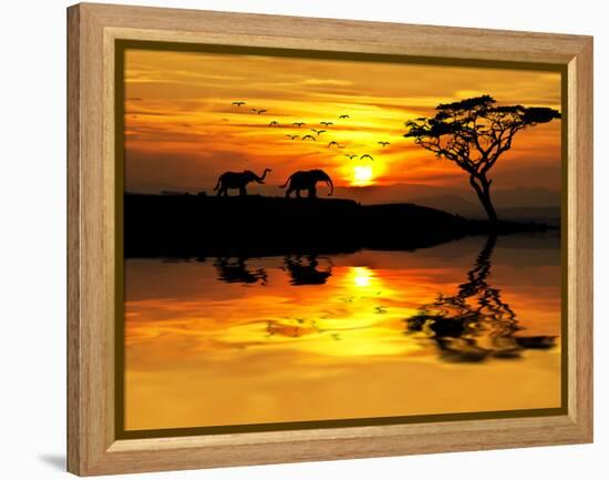 Africa Parading along the Lake-kesipun-Framed Premier Image Canvas