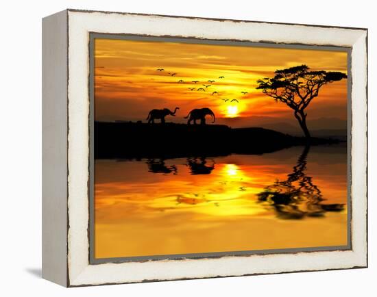 Africa Parading along the Lake-kesipun-Framed Premier Image Canvas