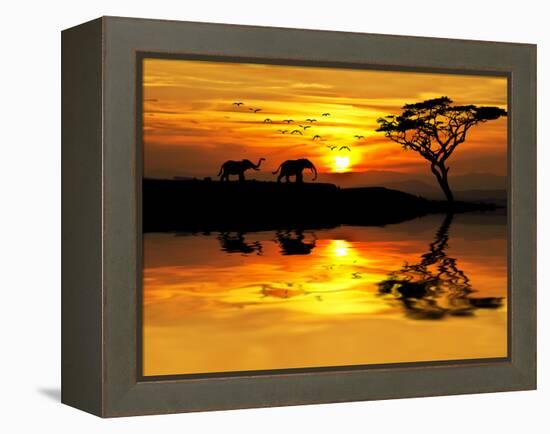 Africa Parading along the Lake-kesipun-Framed Premier Image Canvas